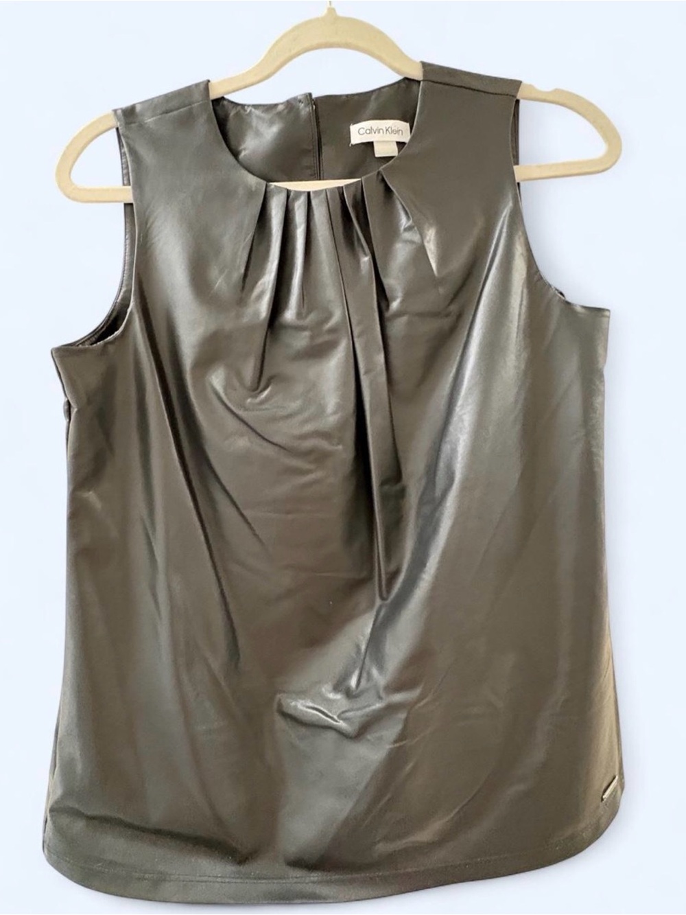 Calvin Klein Black Faux Leather Sleeveless Top